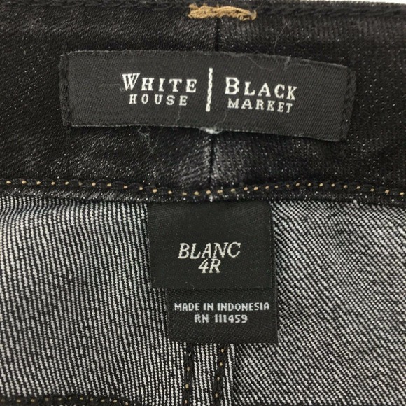 White House Black Market WHBM Women's Blanc Boot Leg Jeans Size 4 Black Raw Hem - Picture 6 of 7